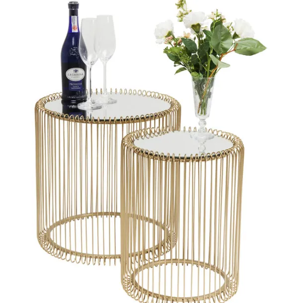 side_table_wire_brass_set_0.webp Clearance KARE Design Side Table Wire Brass (2/Set)