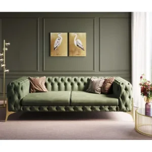 Hot KARE Design Sofa Bellissima 3-Seater Velvet Green 240cm