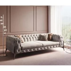 Sale KARE Design Sofa Bellissima 3-Seater Velvet Taupe 240cm
