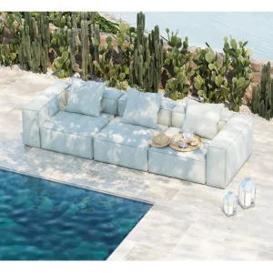 Online KARE Design Sofa Korali Beach Outdoor Light Blue 320cm