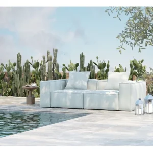 Clearance KARE Design Sofa Korali Beach Outdoor Light Blue 235cm