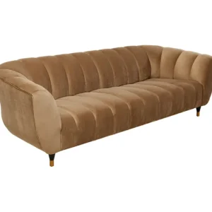 Best KARE Design Sofa Spectra Velvet Brown 3-Seater 245cm