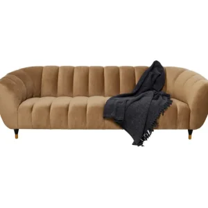 Best KARE Design Sofa Spectra Velvet Brown 3-Seater 245cm