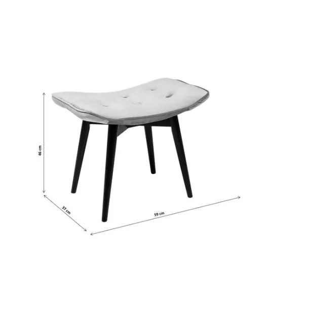 stool_black_vicky_velvet__4-1.webp Online KARE Design Stool Black Vicky Velvet Grey 46x59cm