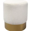 Hot KARE Design Stool Cherry Beige Cord Brass Ø35cm