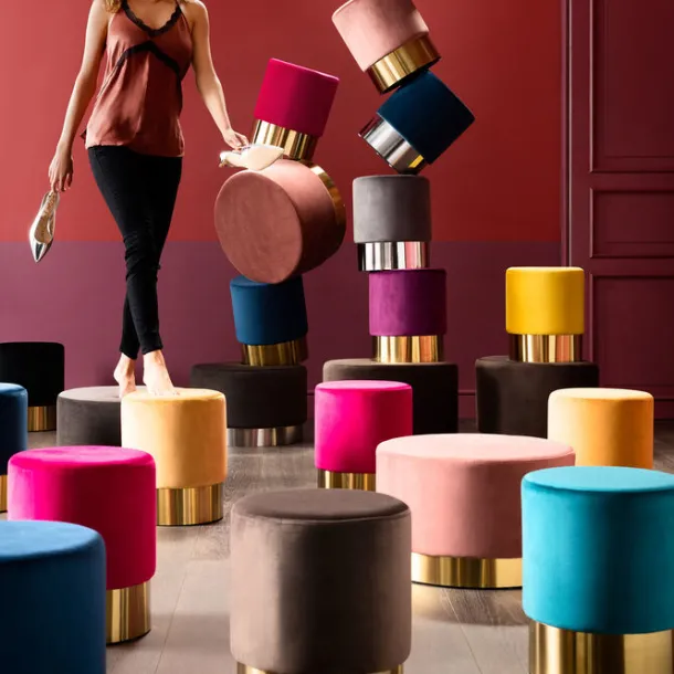 stool_cherry_black_brass__2.webp Online KARE Design Stool Cherry Black Brass Ø35cm