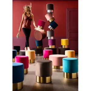 Online KARE Design Stool Cherry Light Grey Silver Ø35cm