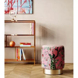 Outlet KARE Design Stool Cherry Peacock Brass Ø32cm