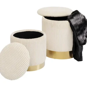 Fashion KARE Design Stool Cherry Storage Cord Creme (2/Set)