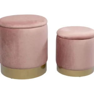 Hot KARE Design Stool Cherry Storage Mauve Brass (2/Set)