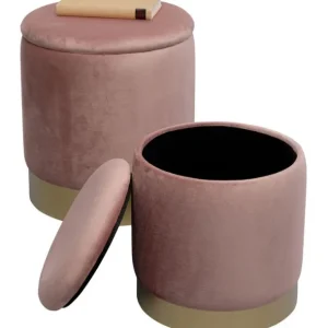 Hot KARE Design Stool Cherry Storage Mauve Brass (2/Set)