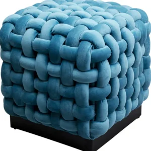 Sale KARE Design Stool Weave Square Blue 47x47cm