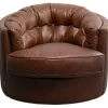 Outlet KARE Design Swivel Armchair Music Hall Leather Brown