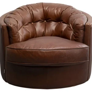 Outlet KARE Design Swivel Armchair Music Hall Leather Brown