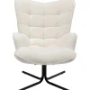 Fashion KARE Design Swivel Armchair Oscar Boucle Cream