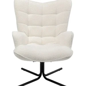 Fashion KARE Design Swivel Armchair Oscar Boucle Cream