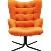 Clearance KARE Design Swivel Armchair Oscar Velvet Orange