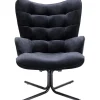 Fashion KARE Design Swivel Armchair Oscar Velvet Black