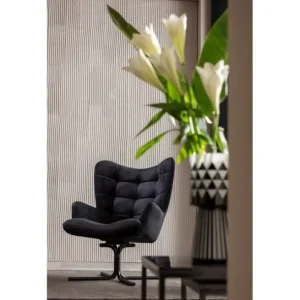 Fashion KARE Design Swivel Armchair Oscar Velvet Black