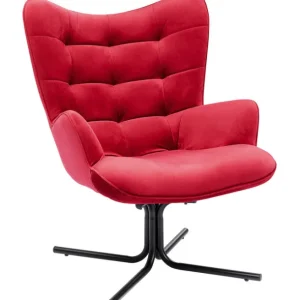 Clearance KARE Design Swivel Armchair Oscar Velvet Red
