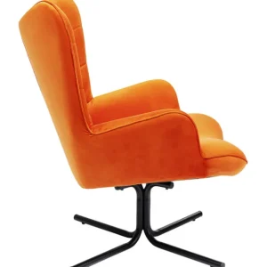 Clearance KARE Design Swivel Armchair Oscar Velvet Orange