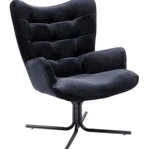 Fashion KARE Design Swivel Armchair Oscar Velvet Black