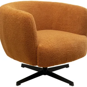 Outlet KARE Design Swivel Armchair Peony Fuzzy Caramello