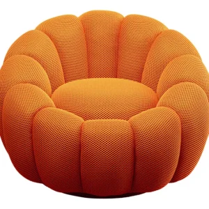 Clearance KARE Design Swivel Armchair Peppo Bloom Orange
