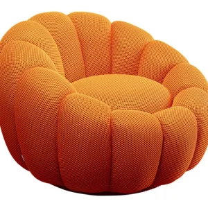 Clearance KARE Design Swivel Armchair Peppo Bloom Orange