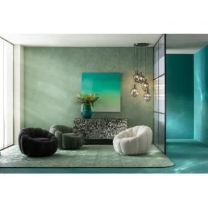 Best KARE Design Swivel Armchair Peppo Bloom Melange Green