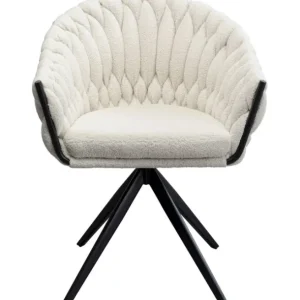 New KARE Design Swivel Chair with Armrest Knot Boucle