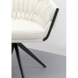 New KARE Design Swivel Chair with Armrest Knot Boucle