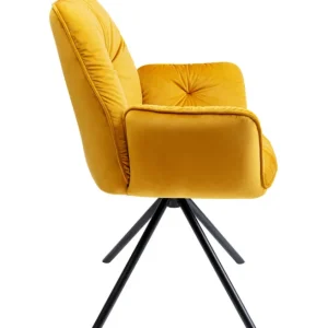 Hot KARE Design Swivel Chair with Armrest Mila Yellow