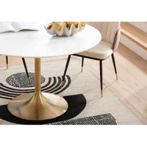 Outlet KARE Design Table Invitation Set White Brass Ø120cm