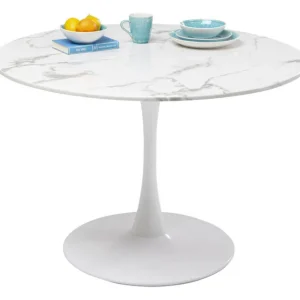 Clearance KARE Design Table Veneto Marble White Ø110cm