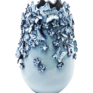 Clearance KARE Design Vase Butterflies Lightblue 35cm